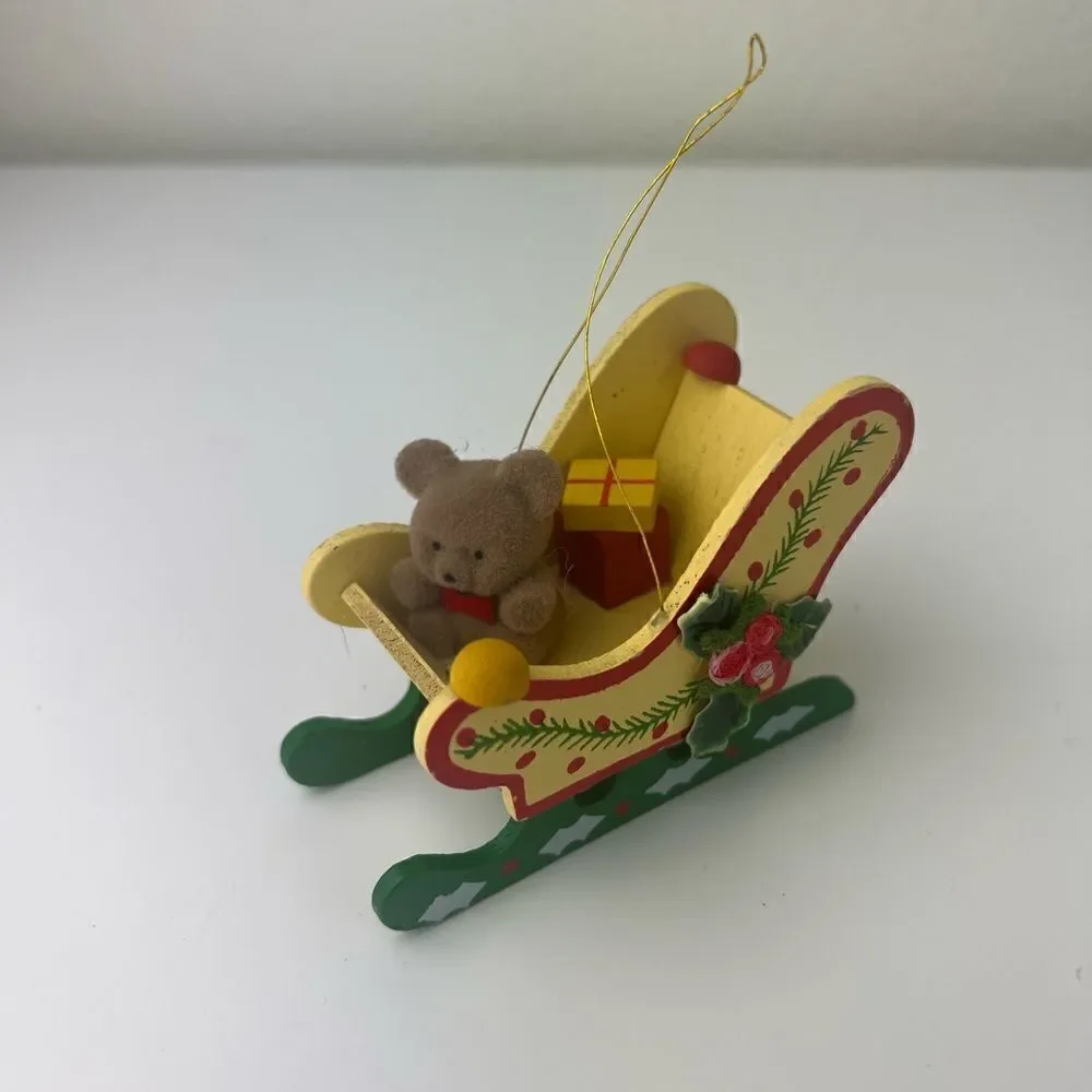 Vintage One Mail Box And Four Bear Sled Ornaments
